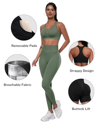 SALSPOR 3 Piece Workout Sets for Women Butt Lifting Leggings with High Impact Sports Bra Gym Shorts thumbnail 3