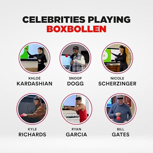 Boxbollen® Boxing Reflex Ball - Celebrity-Endorsed Home Workout Game - App-Connected Punch Counter - Hand Eye Coordination Training Ball - Christmas Gift for Boxers, All Ages - Stocking Stuffer thumbnail 4
