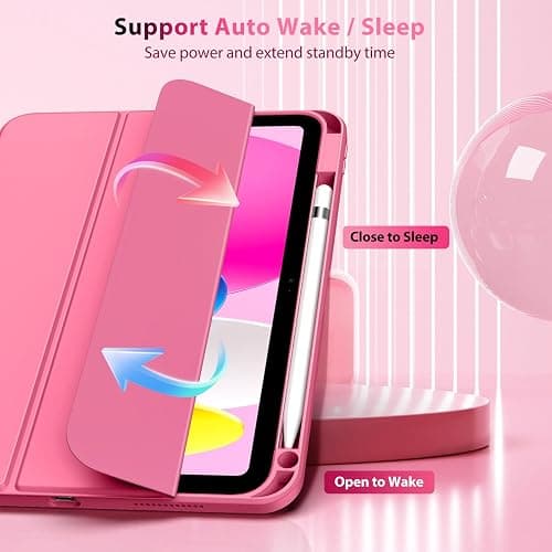 TiMOVO Case for iPad (A16) 11th Generation 11 Inch 2025, iPad 10th Generation Case 10.9 Inch 2022 with Pencil Holder,Slim Protective Cover with Clear Back Shell,Auto Wake/Sleep, Watermelon Pink thumbnail 5
