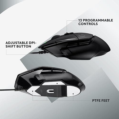 Logitech G502 X Wired Gaming Mouse - LIGHTFORCE hybrid optical-mechanical primary switches, HERO 25K gaming sensor, compatible with PC - macOS/Windows - Black thumbnail 5