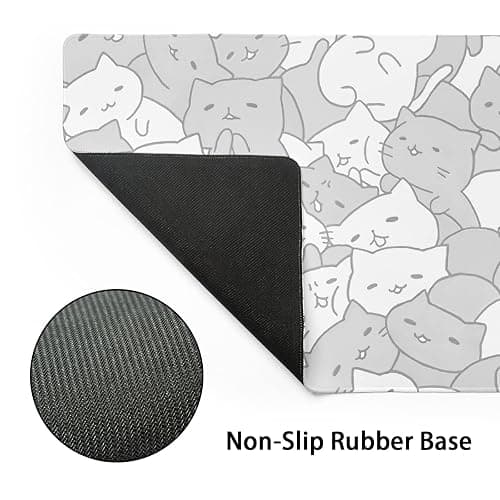 aportt Kawaii Cats White Gaming Mouse Pad XXL Cute Kittens Japanese Extended Big Large Desk Mat Non-Slip Rubber Base Stitched Edge Long Keyboard Mousepad for PC Computer Laptop, 35.4×15.7 Inches thumbnail 4