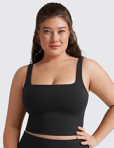 CRZ YOGA Butterluxe Square Neck Longline Sports Bras for Women - Workout Crop Tank Tops Padded Yoga Camisole thumbnail 8