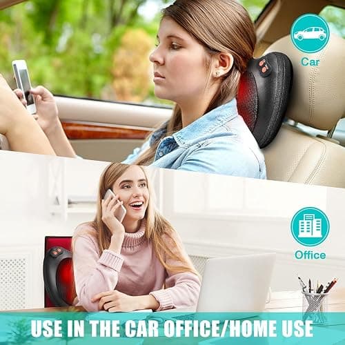 Shiatsu Back and Neck Massager with Heat, Electric Deep Tissue 3D Kneading Massage Pillow for Neck, Back, Shoulder, Leg, Foot, Whole Body - Best Gifts for Women Men Dad Mom thumbnail 6