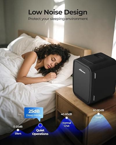 BEICHEN Mini Fridge, 4 Liter/6 Can Portable Refrigerator for Bedroom Office Dorm Car– Fast Cooling, Low Noise, 100-125V AC/5-12V USB Small Compact Refrigerator for Skincare, Food, Drinks(Black) thumbnail 6
