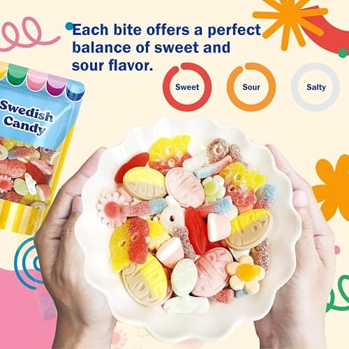 BUBS Swedish Candy – Sour & Sweet Pick and Mix – Assorted Scandinavian Gummy Candy, Soft and Chewy Texture, Bulk Bag – Made in Sweden thumbnail 5