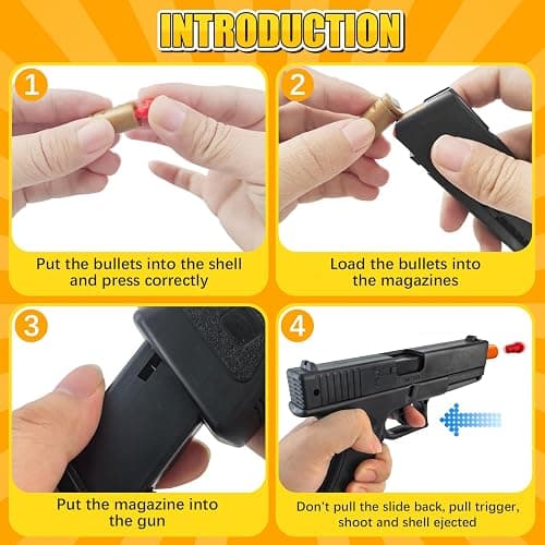 Soft Bullet Toy Gun with Shell Ejecting,Gun Fidget Toy with 100 Soft Bullets, 24 Shells and 2 Magazines,Education Toy Model,Christmas Birthday Gifts for Boys&Girls Kids Adults Age 8+(Black) thumbnail 7