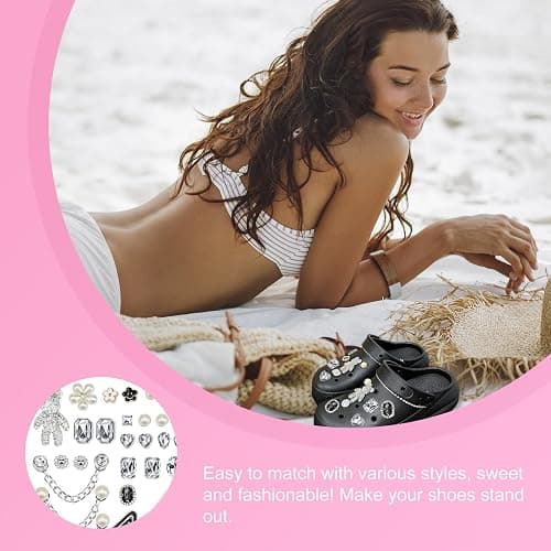 Shoe Charms - 29-Piece Crystal Sparkling Shoe Decorations, Easy to Install, DIY Fashionable Accessories for Shoes, Bracelets, Bags, for All Ages thumbnail 6