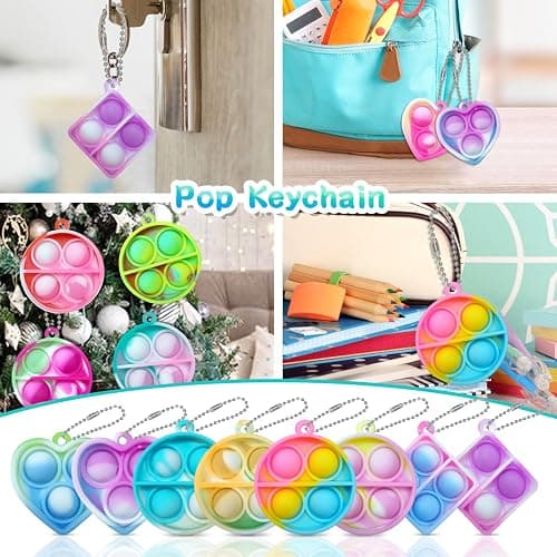 ONKULL Pop Fidget Keychain 30 Pack ,Mini Fidget Toys Bulk ,Sensory Toys for Kids ,Party Favors for Kids 4-8,8-12 Year ,Back to School Gifts for Classroom ,Easter Goodie Bags Stuffers thumbnail 5