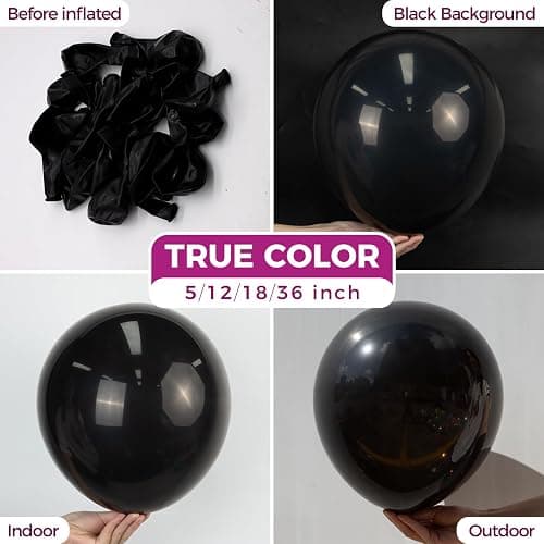 Bezente Black Balloons Latex Party Balloons - 100 Pack 12 inch Round Helium Balloons for New Years Black Themed Graduation Birthday Halloween Party Backdrop Prom Send off Decorations 2026 thumbnail 3