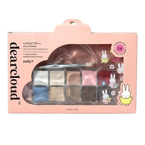 dearcloud Miffy Sky/Shadow - Eye Shadow Palette Makeup with 10 Ultra-Fine Pigments & Dual-Ended Eyeshadow Brush (Artist Bun) - Image 1