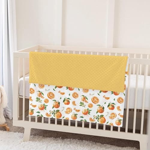 Watercolor Oranges Baby Blankets for Girl Boy Orange Branches Flowers Leaves Soft Mink Dotted Backing Double Layer Swaddle Receiving Blanket for Toddler Nursery Summer Citrus Fruit Bed Blanket 30x40 thumbnail 5