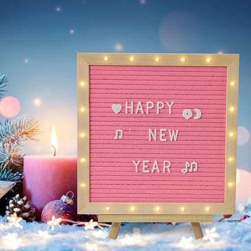 Pink Felt Letter Board with Stand, Built-in LED Lights With Tripod Stand and Wall Mount Hanger for Party Home Decor(10x10),Menu Board, 340 Letters for Custom Sign Messages, Party Planning (Pink) thumbnail 6