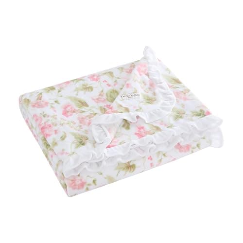 Laura Ashley - Plush Throw Blanket, 50x70, Soft and Warm with a Lightweight Feel, Floral Design, Morning Gloria Pink - Image 1