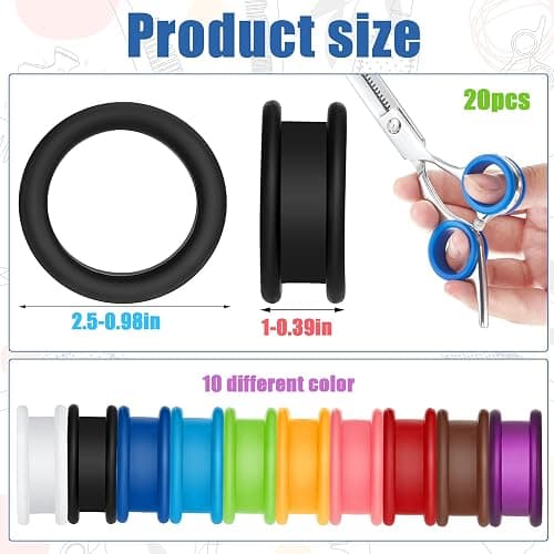 20 Pieces Scissors Finger Rings Silicone Pet Shears Finger Rings rubber finger dog hair scissors for Grooming Scissors Pet Hair Shears thumbnail 2