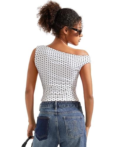 SUUKSESS Women Off Shoulder Tops Sleeveless Shirts Y2K Going Out Crop Tank Top thumbnail 3