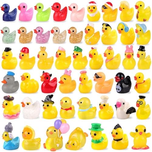 50PCS Mini Resin Animals Assorted Styles Cute Tiny Ducks,Miniature Duck Figures to Hide,Little Animal Toys Bulk for Topper Desk Garden Dollhouse Landscape Aquarium Ornaments DIY Crafts & Decor - Image 1
