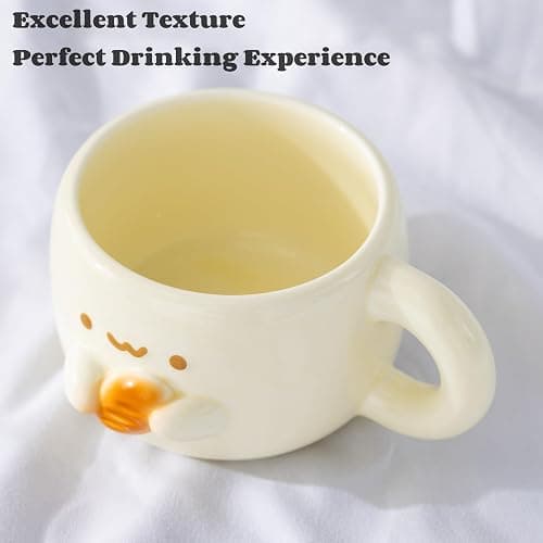 Tmtior Creative Kawaii Anime Ceramic Coffee Mugs,10 oz Hand-made Tea Cups, Cute Gifts For Women Men Kids (Bread) thumbnail 7