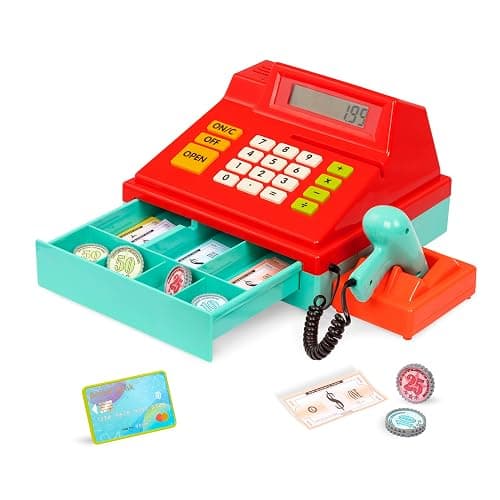 Battat – Toy Cash Registerwith scanner For Kids, Toddlers – 49 Pieces with Money, Credit Card, Scanner – Pretend Play Toy – 3+ Years - Image 1