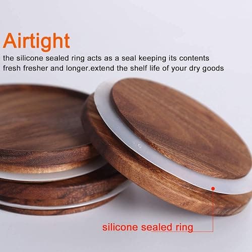 KKC HOME ACCENTS Sealed Glass Food Storage Containers with Airtight Wood Lids and Scoops for Kitchen Counter,Air Tight Sealed Glass Jars for Coffee,Loose Leaf Tea,Brown Sugar,39 Fluid Ounces thumbnail 8