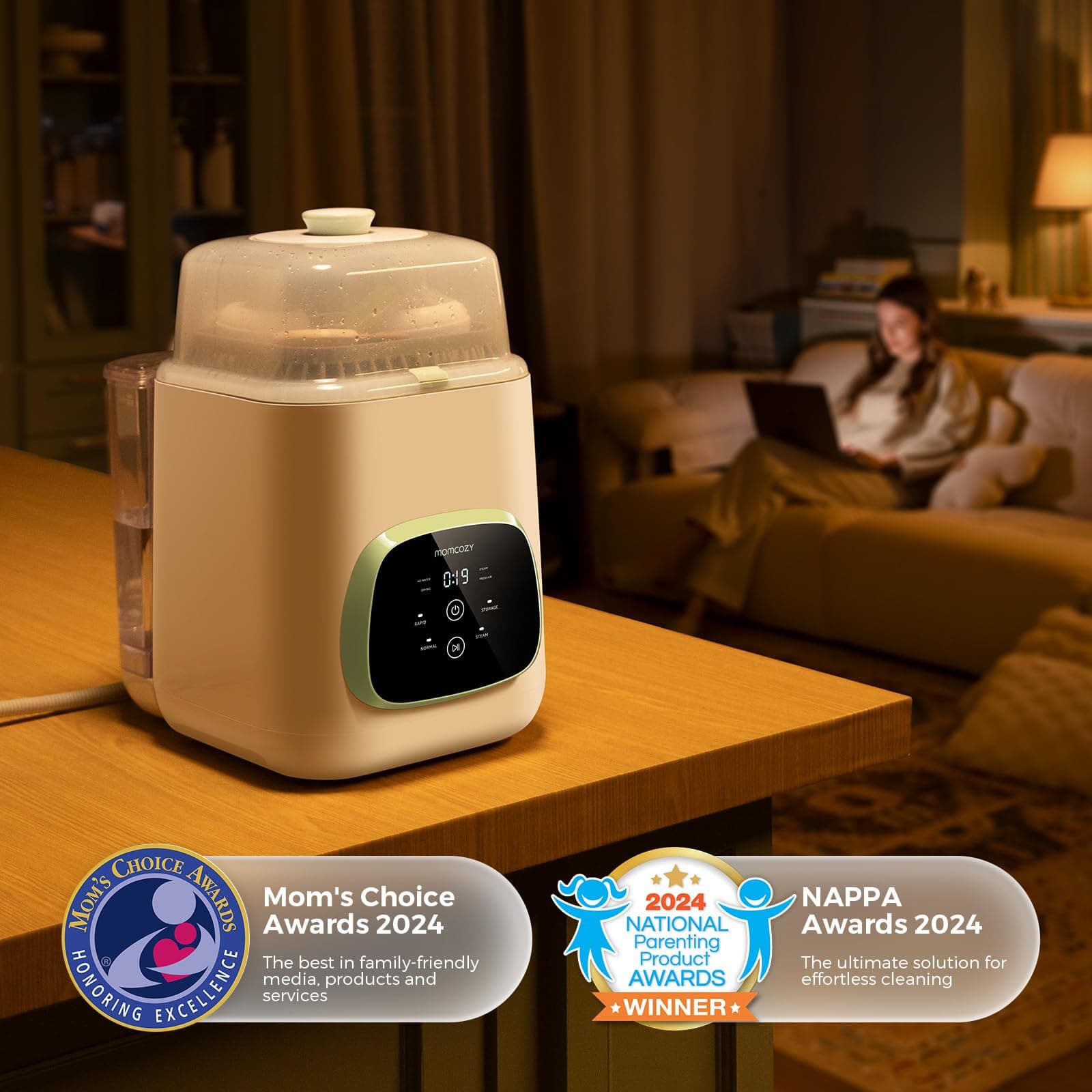 Momcozy KleanPal Pro Baby Bottle Washer, Sterilizer & Dryer - All-in-One Cleaning Machine for Bottles, Pump Parts & Baby Essentials - Time-Saving & Effortless Care thumbnail 9