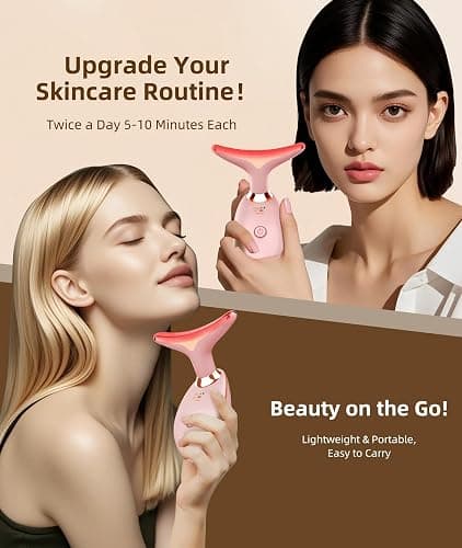 ELISHINE 7 Color Face and Neck Massager Light Therapy, Red Light Based Facial Massager for Skin Care, Firming, Smoothing (Rose Golden) thumbnail 7