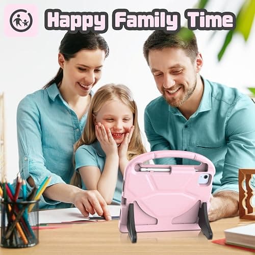 YIHE Kids Case for iPad (A16) 11th Generation 11 Inch 2025 & iPad 10th Generation 10.9 inch 2022, with Built-in Screen Protector and Stable Stand, Full Body Shockproof Protective Cover - Light Pink thumbnail 6