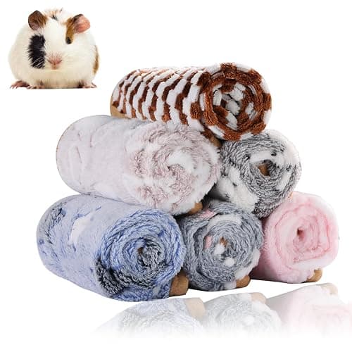Grddaef Guinea Pig Fleece Blankets 6 Pieces Waterproof & Washable Small Animal Cage Liners Sleep Mat Bedding Pad for Hamster Chinchilla Rabbit Hedgehog (S-7.9 x 7.9 Inch) - Image 1