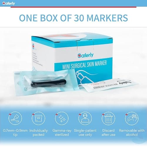 Saferly Mini Surgical Skin Markers Tattoo Stencil Pen, Safe, Washable, Interchangeable, Body Piercing Art, Tattooing Supplies, for Marking, To Draw, Prep, Plan, Gentian Violet Ink, Box of 30 thumbnail 6