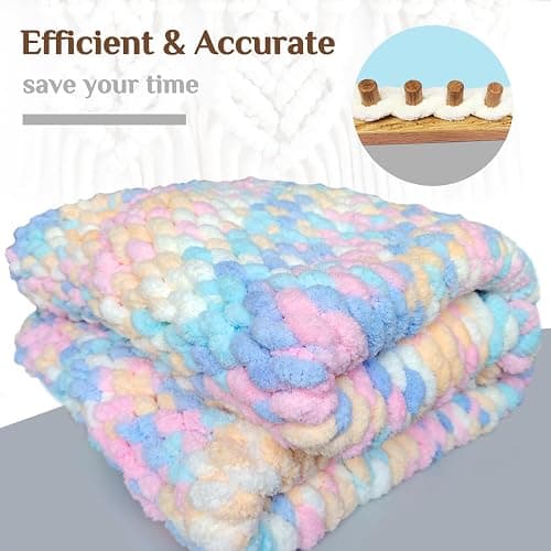 YBHJKL 31.5'' Chunky Yarn Loom -Wooden Blanket Making Kit for Adults -Hand Knitting Yarn Chunky for Blankets- Loom for Blanket Adjustable Size thumbnail 7