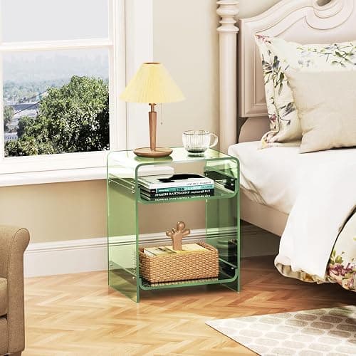 solaround Table d'appoint en Acrylique Transparent, pour Salon, Chambre, Table de Chevet, 40 x 30 x 50 cm (Vert) thumbnail 7