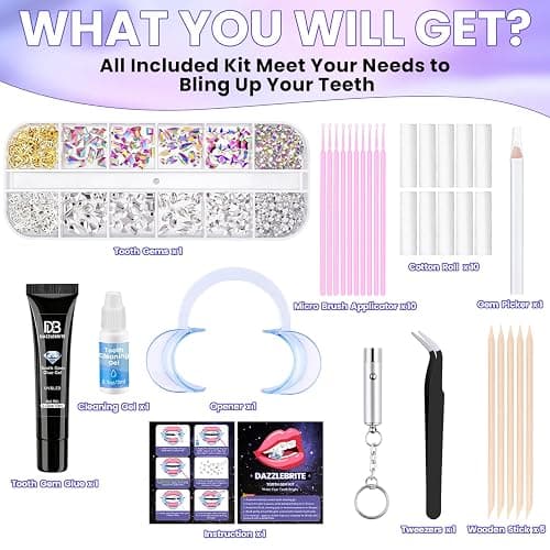 DAZZLEBRITE Tooth Gem Kit, Bedazzling Tooth Gems Kit for Teeth, Beginners Starter Crystals Teeth Jewelry Gem for Women Men, Teeth Gems Kit with Tooth Gem Glue thumbnail 4