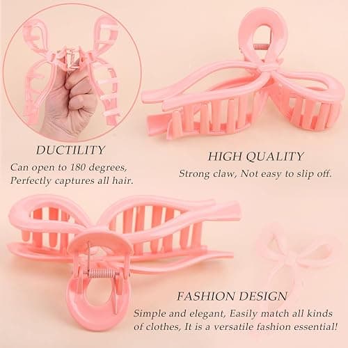 3 Pcs Bow Hair Clips Elegant Hair Claw Butterfly Hair Accessories for Girls Nonslip Butterfly Clips Hair Styling Accessories for Women thumbnail 2