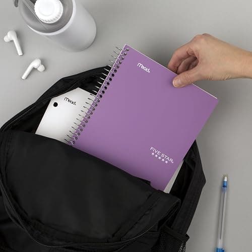 Five Star Spiral Notebook, 2 Subject, College Ruled Paper, 6" x 9-1/2", 80 Sheets, Fights Ink Bleed, Water Resistant Cover, Amethyst Purple (840029CF1-ECM) thumbnail 9