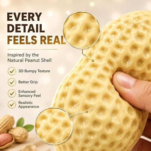 Crunchy Peanut Squishy Squeeze Toys Food-Shaped Stress Relief Squeezy Clay Large Cheese Fidget Ball Slushy Hand Squishies Juguetes para Apretar Giant Peach Bannana Mashed Potato for Adult thumbnail 4