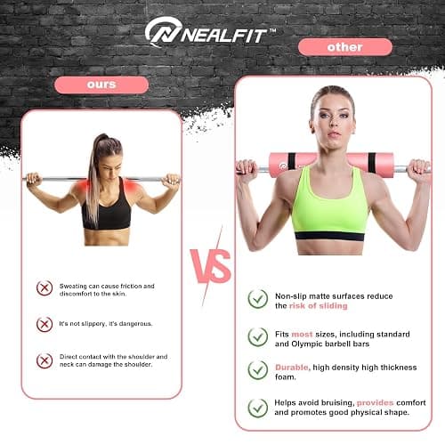 NEALFIT Barbell Pad Squat Pad for Squats—Squat Bar Pad—Great for Weightlifting,Lunges and Hip Thrusts—Foam Sponge Pad—Fit Standard and Olympic Bars Perfectly thumbnail 3