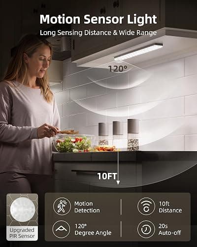 EZVALO 6-Pack Under Cabinet Lighting with Charging Station, 2000mAh Rechargeable Wireless Motion Sensor Lights, 3 Color Temps, Dimmable, Timer, Magnetic, with Remote Control for Kitchen, Closet, Stair thumbnail 2
