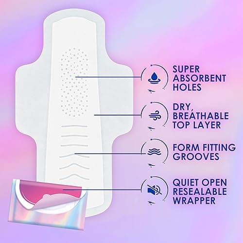 Always Pocket Feminine Pads for Women with FlexFoam, Size 1, Regular, with Wings, Unscented, 22 Count - 1 - 22 thumbnail 2