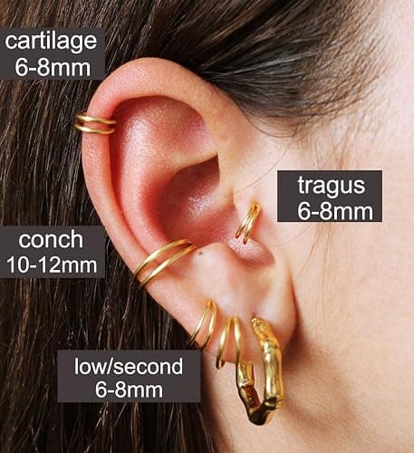 MODRSA Double Hoop Nose Ring - Silver Gold Diamond 316L Surgical Steel Cartilage Earring Helix Hoops 20g 18g 16g thumbnail 4