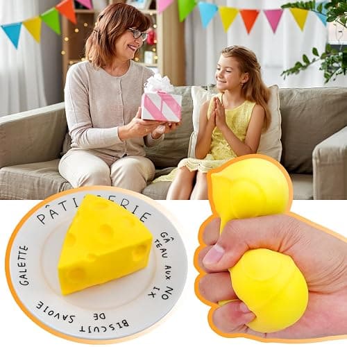 funnysquee 1 Pc Cheese Squishies Stress Relief Soft Novelty Toy Simulation Cheeses Food Squeeze Toy Birthday Gift (Cheese) thumbnail 6