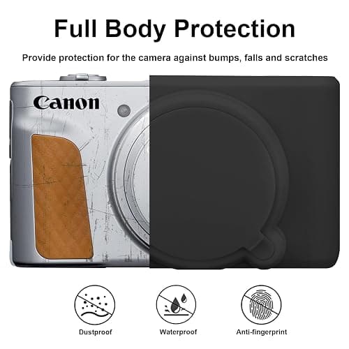 BOVKE Silicone Camera Case for Canon PowerShot SX740/ SX730 Digital Camera, SX740 Camera Soft Case Cover Rubber Camera Sleeve with Removable Lens Cover, Black thumbnail 4