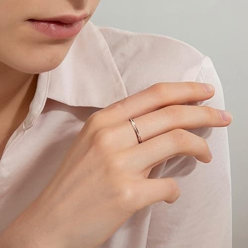 Diamday Fidget Rings for Women Men -2 4mm Titanium Steel Spinner Ring for Anxiety Stress Relief Glitter Sandblast Spinning Figit Anxiety Jewelry for Women Gifts thumbnail 4