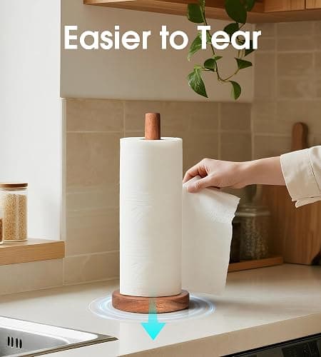 CHAUNCEY HOME Acacia Wood Paper Towel Holder Stand – Wooden Kitchen Paper Towel Holder Countertop, PTHA, Freestanding Roll Holder for Kitchen & Bathroom & Farmhouse, Standard thumbnail 7