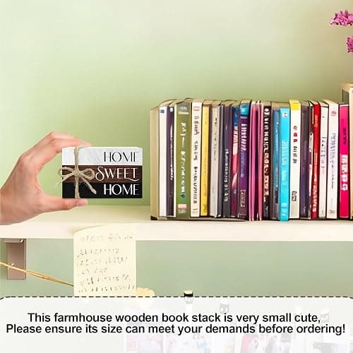 Ycyfckdr Mini Decorative Books for Home Decor, Rustic Wood Stack for Table, Home Sweet Decor Books for Living Room Shelf, Farmhouse Stacked Book Gift (L10) thumbnail 3