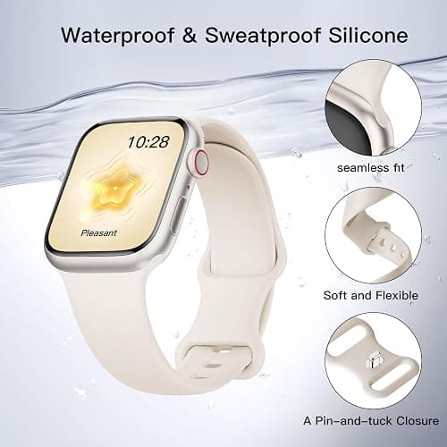 Sport Silicone Band Compatible with Apple Watch Bands 40mm 38mm 41mm 44mm 45mm 42mm 49mm Women Men,Soft Wristband Waterproof Replacement Sport Strap for iWatch Bands Series 9 8 7 6 5 4 3 2 1 SE Ultra thumbnail 2