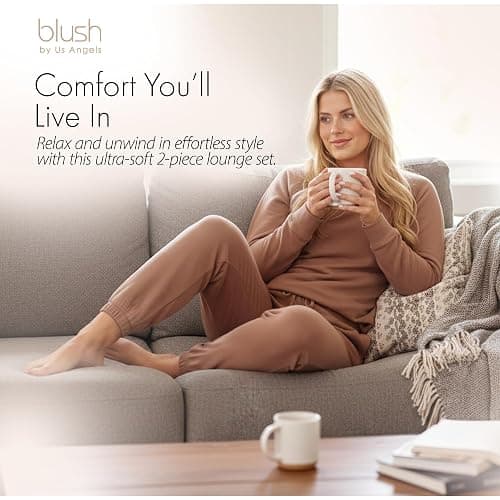 Blush by Us Angels 2 Piece Jogger Lounge Set for Women | Women's Travel Sweatsuit - Lightweight, Cozy Loungewear thumbnail 2
