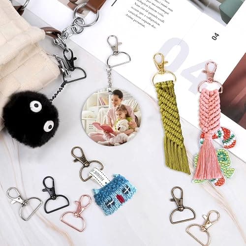 Swivel Clasp Hooks, Anezus 80Pcs Key Chain Clip Hooks, D Ring Clip Lanyard Hardware for Keychain Making, Lanyard Making, Purse Hardware, DIY Craft (3/4” Inside Width) thumbnail 2