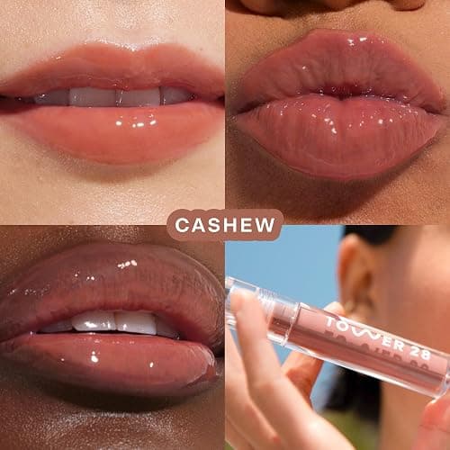 Tower 28 ShineOn Milky Lip Jelly, CASHEW, Non-Sticky, Hydrating Vegan Lip Gloss in Milky Rosy Brown, Apricot and Raspberry Seed Oil, Moisturizing, Clean, Cruelty Free thumbnail 3