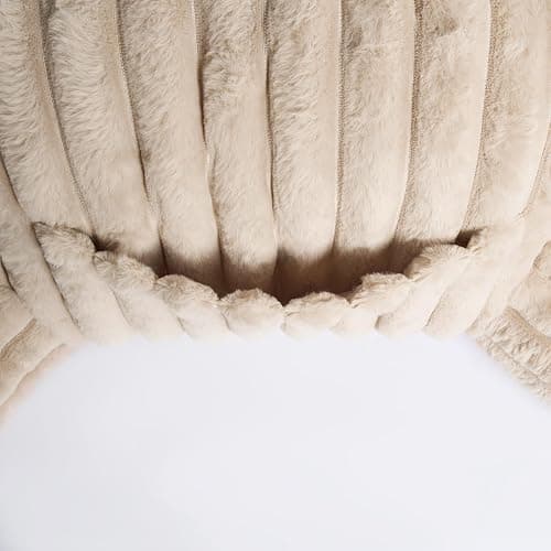 OHS Cuddle Cushion, Gifts for Women Men Ribbed Faux Fur Reading Pillow Sofy Cosy Gaming Cushion with Heatable Pocket Support Pillow with Arms Bed Cushions for Relaxing Comfy, Natural thumbnail 9