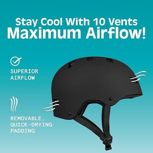 Retrospec Dakota Protective Bike Helmet, Skateboard, Scooter, Adults/Youth | Bike Helmet Men, Bike Helmet Women, Longboard, Washable Padding, Protective Shell, 10 Vents, Moisture-Wicking thumbnail 4