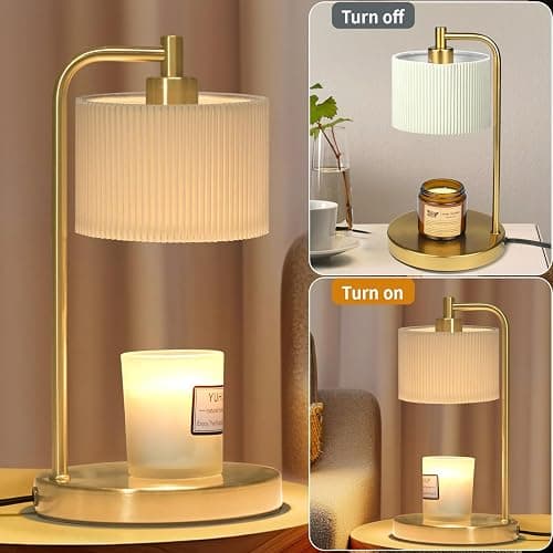 NITOWOLF Candle Warmer Lamp with Timer, Dimmable Candle Wax Warmer Electric Candle Lamp for Scented Candles with Bulbs, Christmas Gifts House Warming Gifts Home Decor(Gold) thumbnail 7